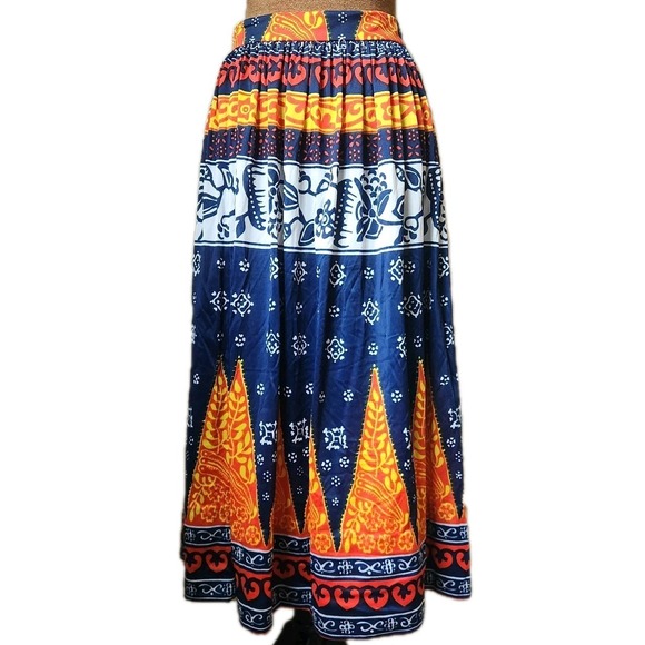 Vintage 70s Cole of California Skirt Swim Cover-up Retro Blue Orange 28" Waist - Picture 1 of 6
